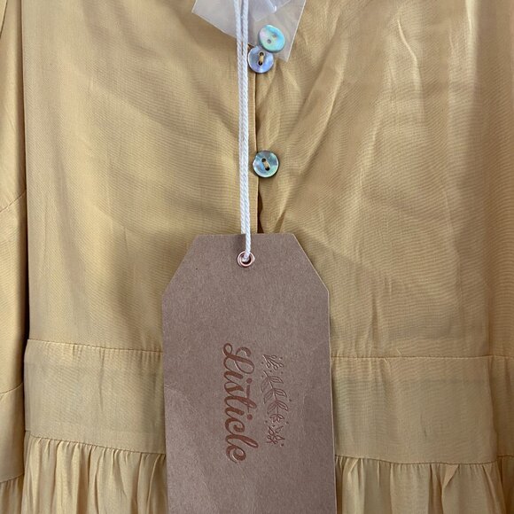 Yellow Bell Sleeve Maxi Dress NWT S Maternity friendly - Picture 12 of 12